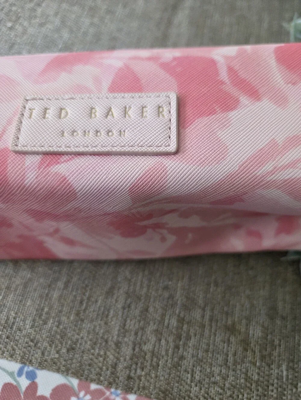 Ted Baker Pink Floral Zip Cosmetic Case with Gold Hardware